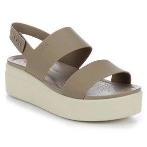 Crocs Brooklyn Low Wedge Sandals - Khaki/Bone 8